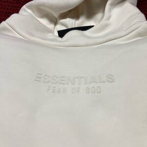 Essentials Cream Hoodie Sweater with Textured Fabric fear of god
